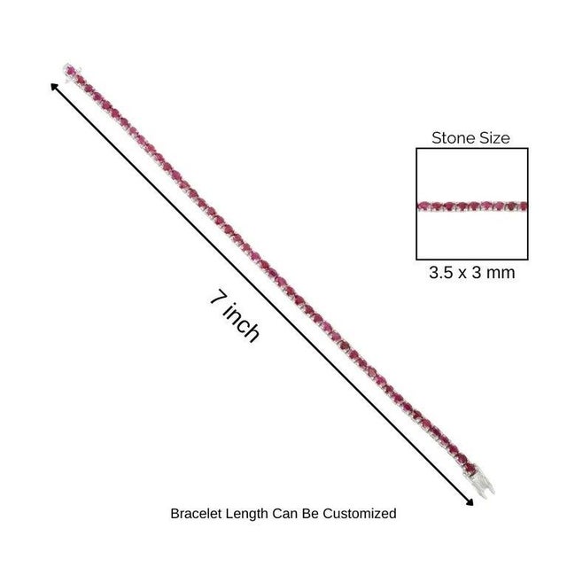 925 Sterling Silver Ruby Tennis Bracelet- Elegant Red Gemstone Fine Jewelry For Sale - Image 9 of 9