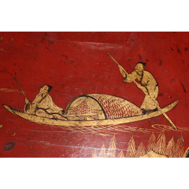 French Louis XV Bronze Mounted Red and Black Lacquer Chinoiserie End Table Stand For Sale - Image 12 of 12