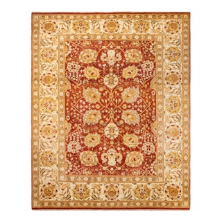 Eclectic, One-of-a-Kind Hand-Knotted Area Rug - Orange, 9' 1" x 11' 7" For Sale