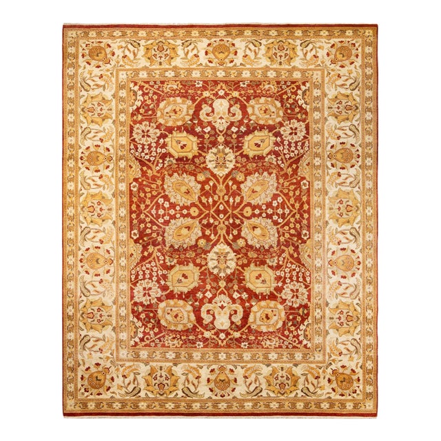 Eclectic, One-of-a-Kind Hand-Knotted Area Rug - Orange, 9' 1" x 11' 7" For Sale