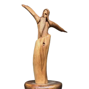 Vintage Folk Art Figurative Hand Carved Wood Sculpture