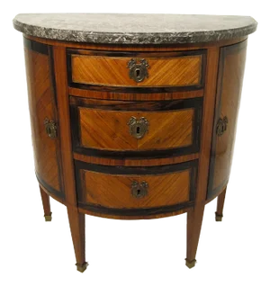 French Rosewood Demi Lune Parquetry Inlay Cabinet, 18th Century