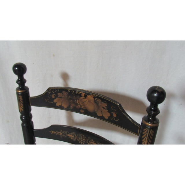 Hitchcock 1980s Hitchcock Farmhouse Black Chair Ladderback For Sale - Image 4 of 6