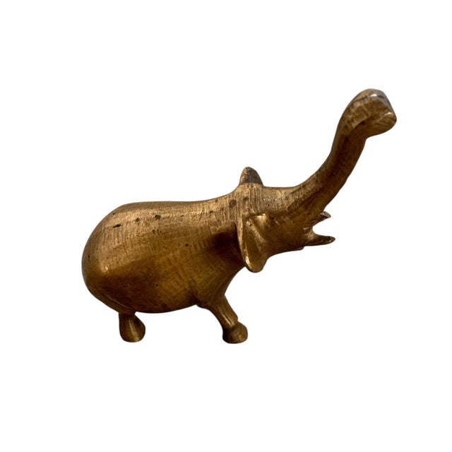 Metal A Quintet of Vintage Brass Elephants: Symbols of Enduring Grace For Sale - Image 7 of 13