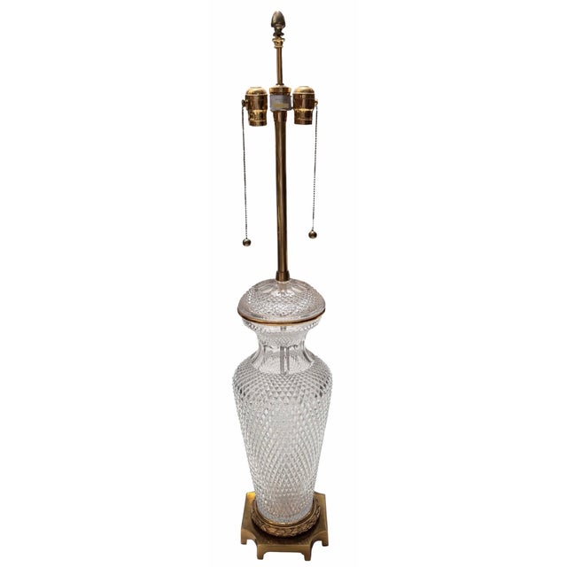 Pair of Marbro Lamp Co Baccarat Crystal & Gilt Bronze Urn Form Table Lamps.