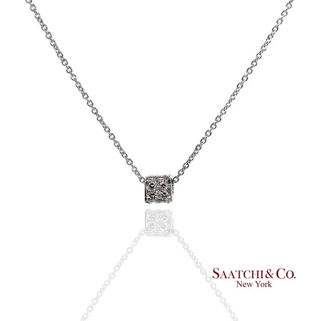 Natural Diamond Box Shape Pendant Necklace Metal Type: 18k White Gold Total Item Weight: 2.1 Grams Total Necklace Length:...