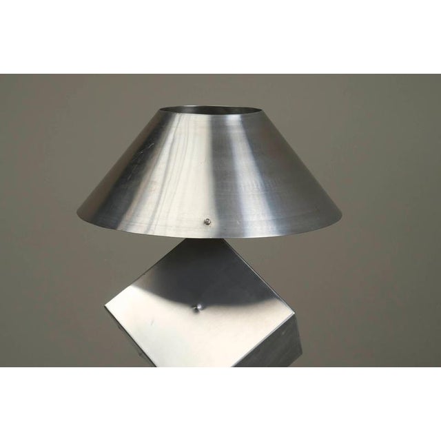 Postmodern Large Postmodern Table Lamp in Brushed Steel, 1970s For Sale - Image 3 of 14
