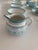 Cerámica vintage made in Italy Coffee and tea set with bowls and creamer Hand painted majolica Classic Italian scroll...