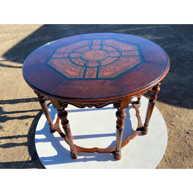Vintage English Eight-Legged Inlaid Dining Accent Table For Sale In Sacramento - Image 6 of 18