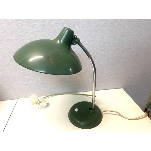 Metal Vintage Bauhaus Model 6786 Green Table Lamp by Christian Dell for Kaiser Idell For Sale - Image 7 of 18