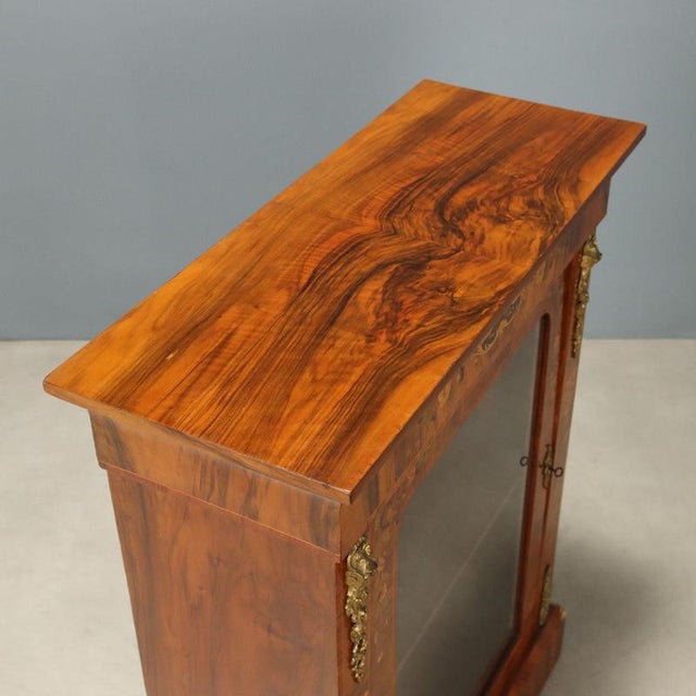 Antique Display Cabinet in Walnut and Inlays Bronze, England For Sale - Image 11 of 13