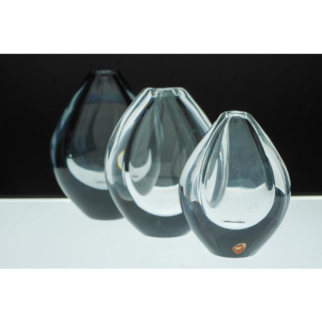 Gray Crystal Lucid Drop Glass Vases by Sven Palmqvist for Orrefors, Sweden, 1950s, Set of 3 For Sale - Image 8 of 18
