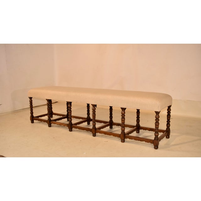 19th Century French Long Upholstered Bench For Sale In Greensboro - Image 6 of 7