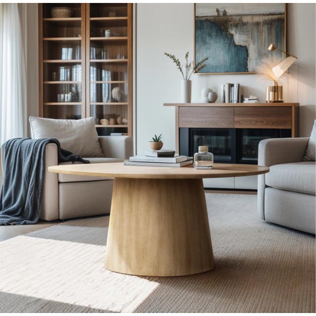 2020s Custom White Oak Pedestal Dining Table For Sale - Image 5 of 5