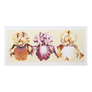 Three Irises on Yellow, Lowell Blair Nesbitt Serigraph, Signed and Numbered in Pencil
