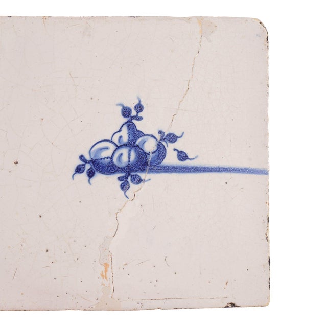 Set of 4 Rare Delft Tiles of Fruit, 17th Century For Sale - Image 12 of 14