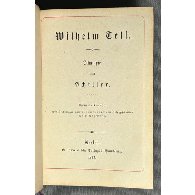 Late 19th Century 1873 “William Tell” by Schauspiel Von Schiller Miniature Hardcover Book Printed in Berlin, Germany For Sale - Image 5 of 9