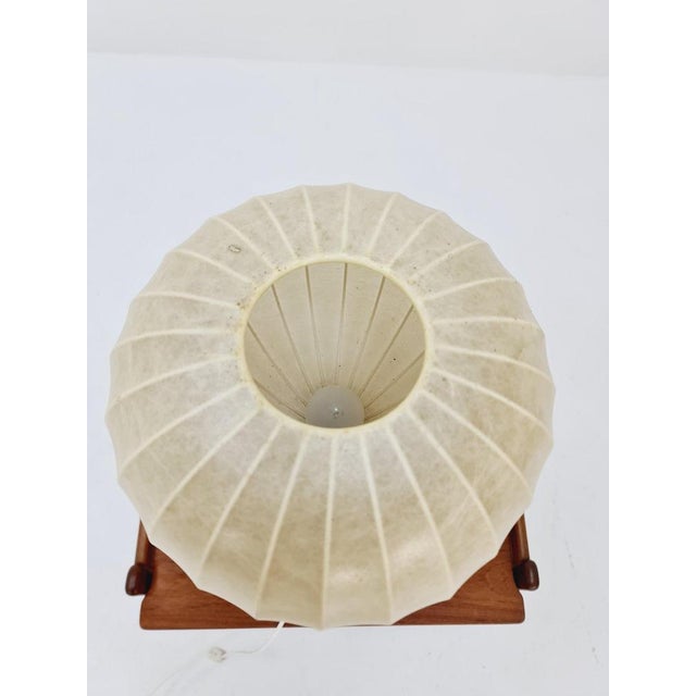 Mid-Century Cocoon Teak and Brass Table Lamp from Vereinigte Werkstätten Munich, 1960s For Sale - Image 8 of 12