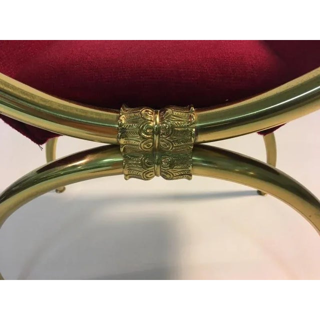 Gio Ponti Italian Polished Brass Vanity Stool in the Manner of Gio Ponti For Sale - Image 4 of 8