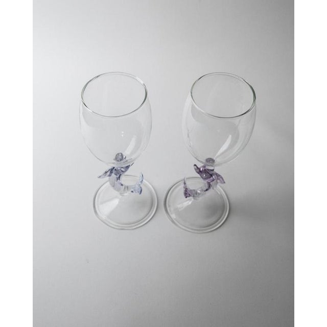 Vintage Wine Glasses in Murano Glass, 1980s, Set of 2 For Sale - Image 5 of 11