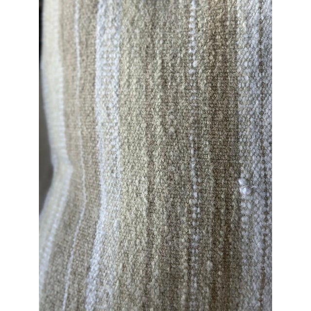 Textile Woven Belgian Linen and Wool Stripe Lumbar Pillow With Down Insert For Sale - Image 7 of 7