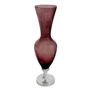 Optic Amethyst Footed Bud Vase Hand Blown Glass