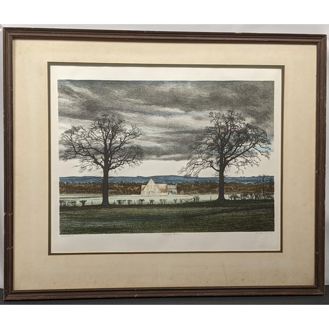 1980s George Guest "Great Barn" Signed Limited Edition Lithograph 52/200 Framed For Sale - Image 12 of 15