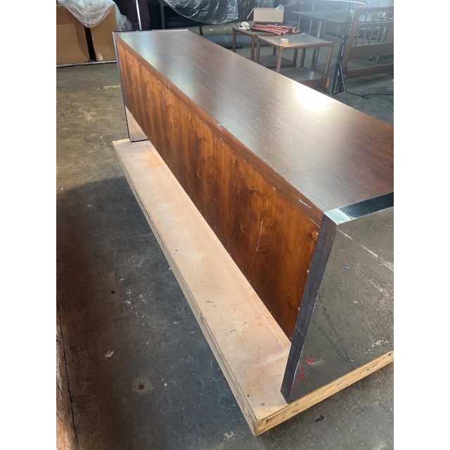 1970s Rosewood & Chrome Credenza Attributed to Roger Sprunger for Dunbar For Sale - Image 9 of 12