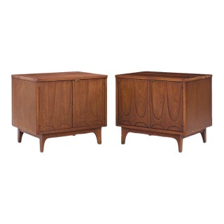 Broyhill Brasilia Mid Century Walnut Commode Nightstands - Pair For Sale