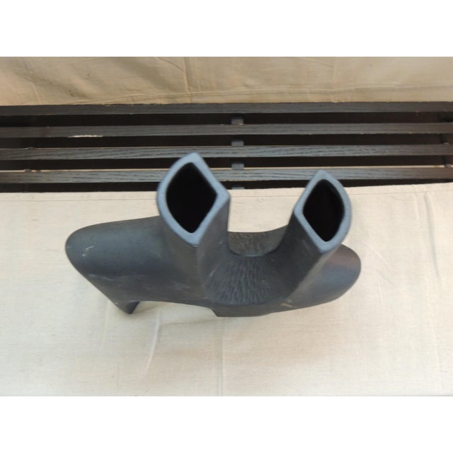 Mid-Century Modern Mid-Century Modern Organic Matte Black Glazed Ceramic Vase For Sale - Image 3 of 5