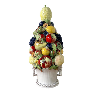 Vintage Italian Glazed Ceramic Fruit Topiary