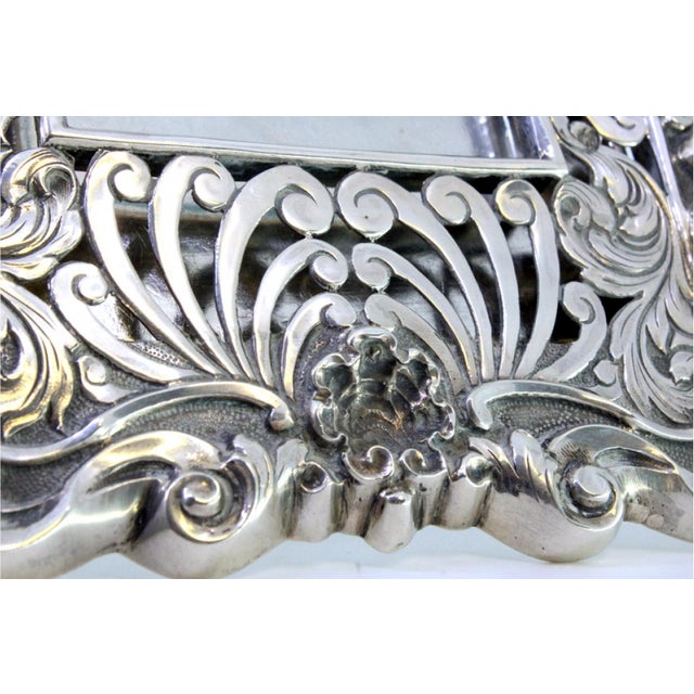 Silver Frame with Shell Reliefs and Support Stand For Sale - Image 4 of 9