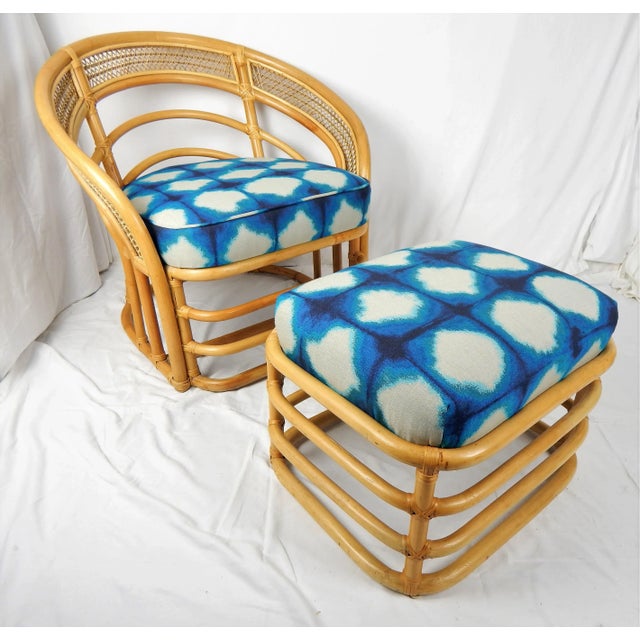 Beige Natural Rattan Chairs & Ottoman - 3 Pieces For Sale - Image 8 of 12