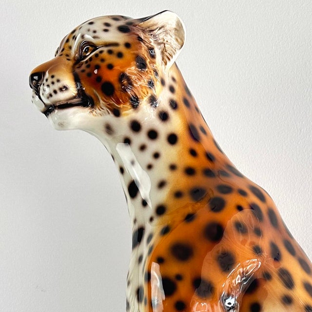20th Century Italian Ceramic Leopard Floor Sculpture For Sale - Image 14 of 18