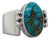 Navajo Delvin John Sterling Silver & Turquoise Cabochon Signet Style Ring For Sale