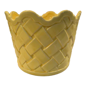 1960’s Hollywood Regency Yellow Ceramic Cachepot