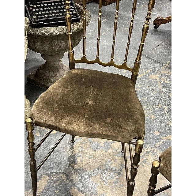 Set of Mid Century Brass Chiavari Chairs For Sale - Image 6 of 10