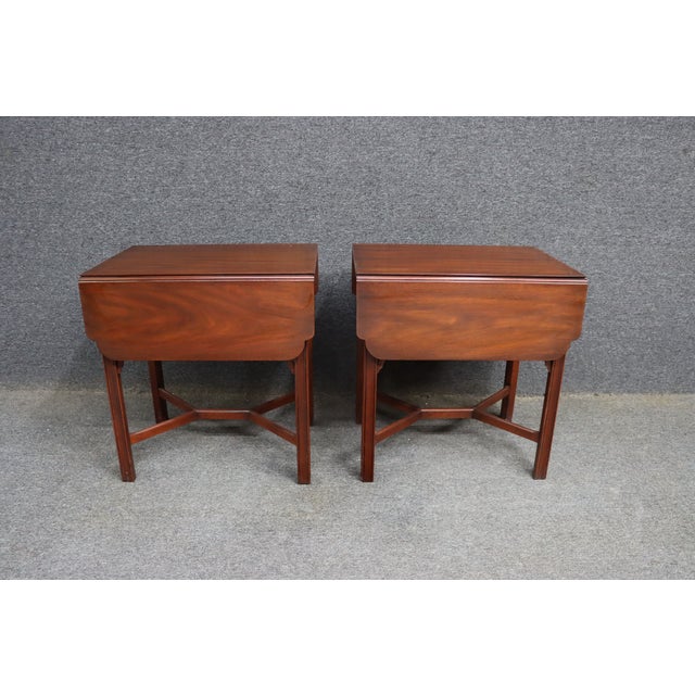 Henkel Harris Virginia Galleries Mahogany Pembroke Drop Leaf End Tables – Pair For Sale - Image 13 of 14