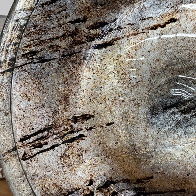 Large Glazed Grey & Black Handcrafted Mexican Charger Plate For Sale - Image 4 of 8