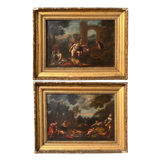 Circle of Francesco Albani, Cupid Scenes, 1600s, Oil on Canvas For Sale