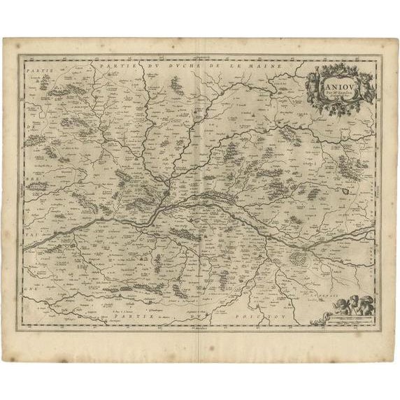 17th Century Antique Map of the Loire Valley attributed to Janssonius, 1657 For Sale - Image 5 of 5
