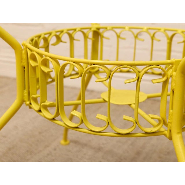 Mid-Century Modern Mid 20th Century Styled After Arthur Umanoff Vintage Yellow Patio Dining Set With Glass Top Table and Four Chairs For Sale - Image 3 of 12