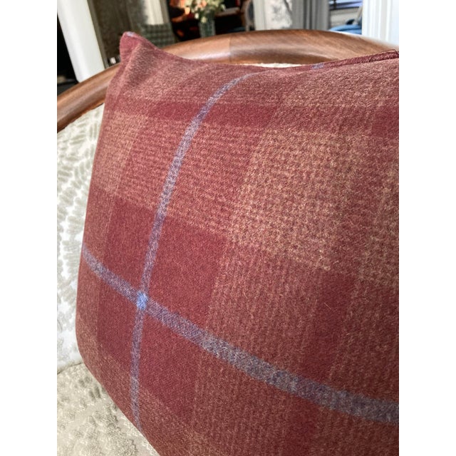 18" Schumacher Montana Wool Plaid 66665 Pillow in Burgundy For Sale - Image 11 of 18