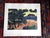 This pair of signed vintage Japanese fauvist lithographs depict Japanese landscape woodblock prints. The second image is...