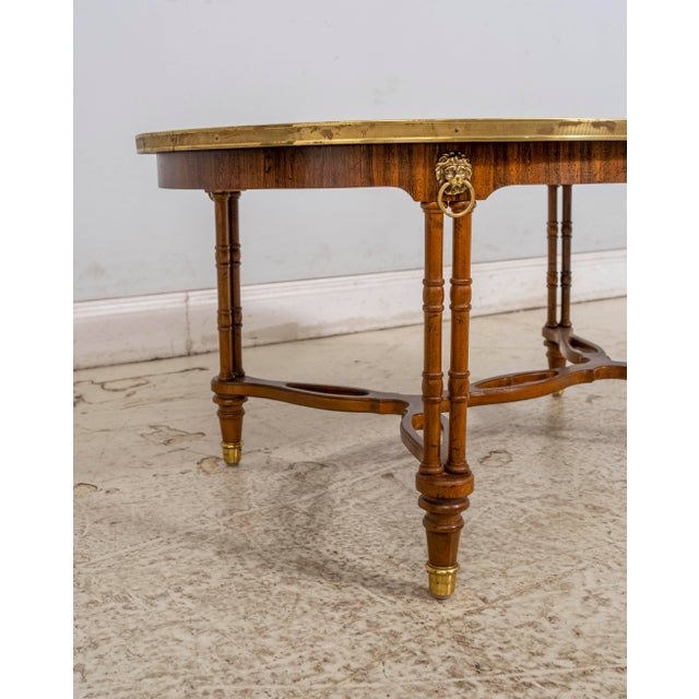 Drexel Drexel Oval Regency Walnut & Rosewood Coffee Table For Sale - Image 4 of 14