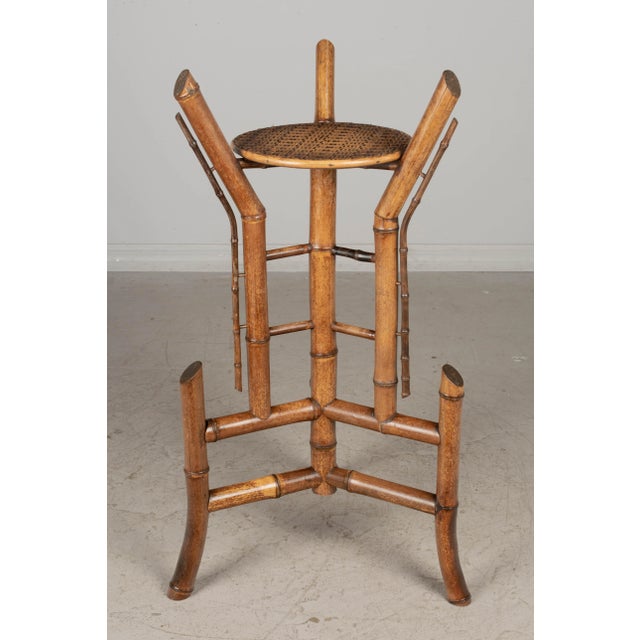 Mid Century French Bamboo & Rattan Plant Stand or Pedestal For Sale - Image 9 of 12