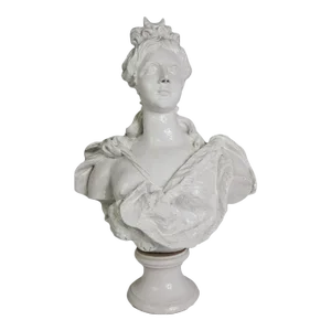 Mid 19th Century Bust of a Lady, Glazed Terracotta Majolica