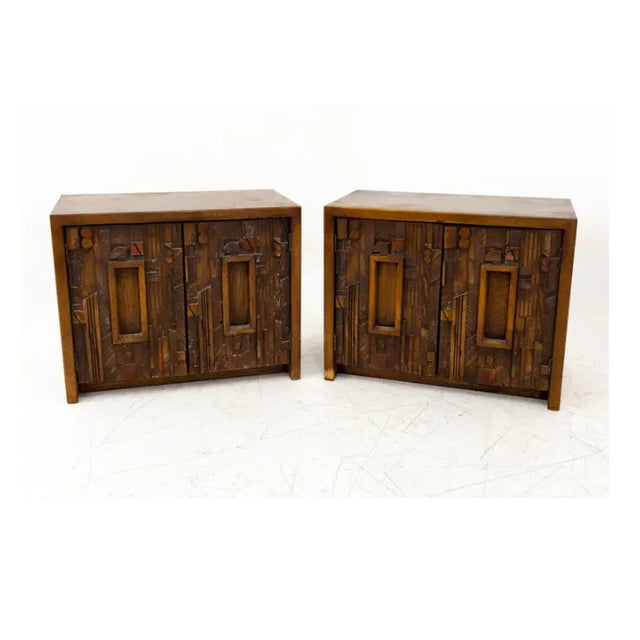 Paul Evans Style Lane Pueblo Mid Century Brutalist nightstands - Pair These nightstands are 28 wide x 16 deep x 22 inches...
