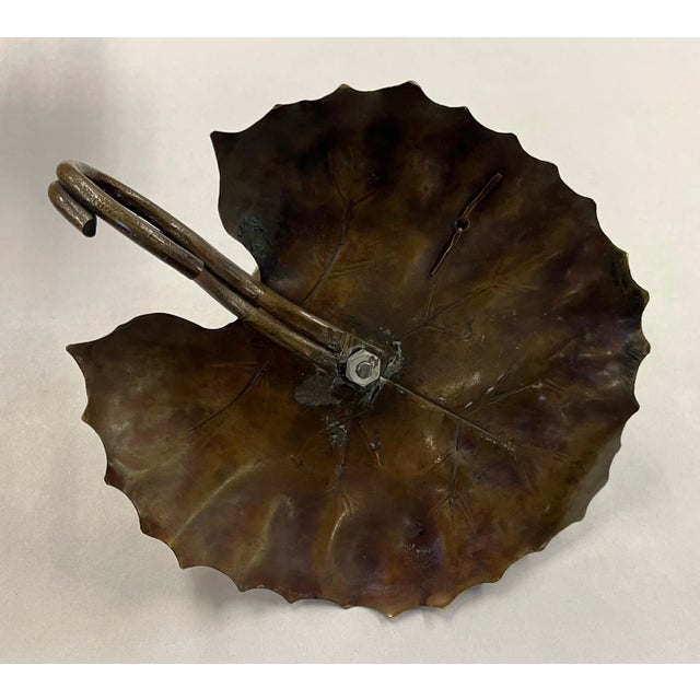 Early 20th Century Japanese Mission Arts & Crafts Aesthetic Movement Brass Lily Pad Candle Holder For Sale - Image 11 of 13