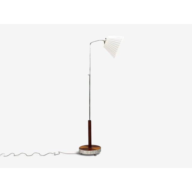 Wood 1930s Swedish Art Deco, Floor Lamp, Mahogany, Chrome For Sale - Image 7 of 13